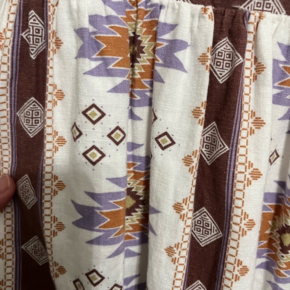 SONOMA Aztec Cami Midi Dress Size XL Linen Blend Adjustable Straps With Pockets - Picture 7 of 16